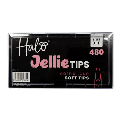 Halo Jellie Coffin Long Sizes 0-11 Nail Tips x 480