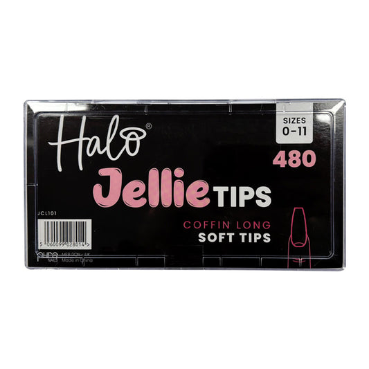 Halo Jellie Coffin Long Sizes 0-11 Nail Tips x 480