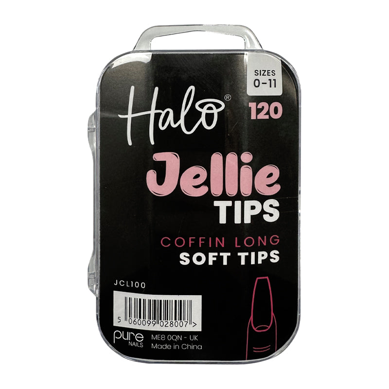 Halo Jellie Coffin Long, Sizes 0-11 Nail Tips x 120