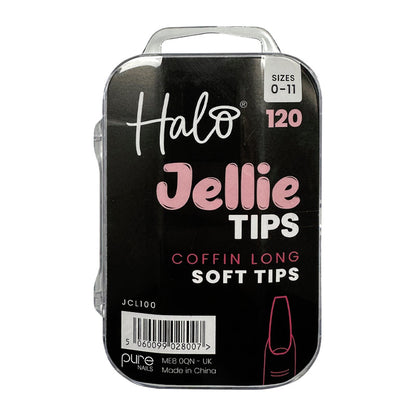 Halo Jellie Coffin Long, Sizes 0-11 Nail Tips x 120
