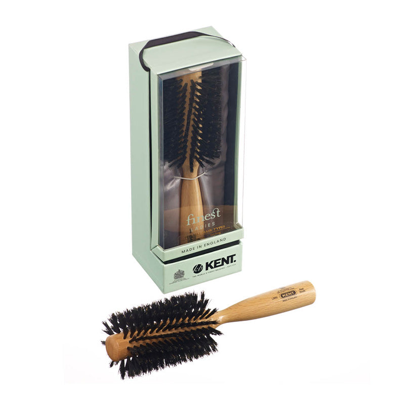 Kent Ladies Finest Beechwood 65mm Pure Black Bristle Round Brush