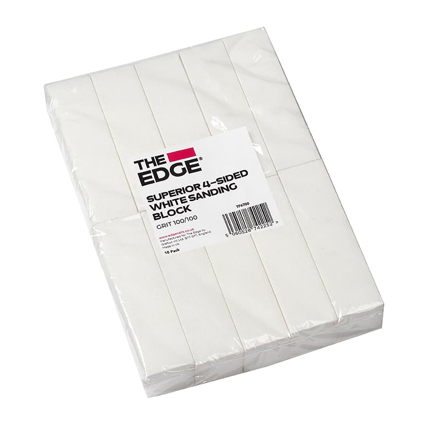 The Edge Superior White Sanding Block 100/100 4 sided 10pk