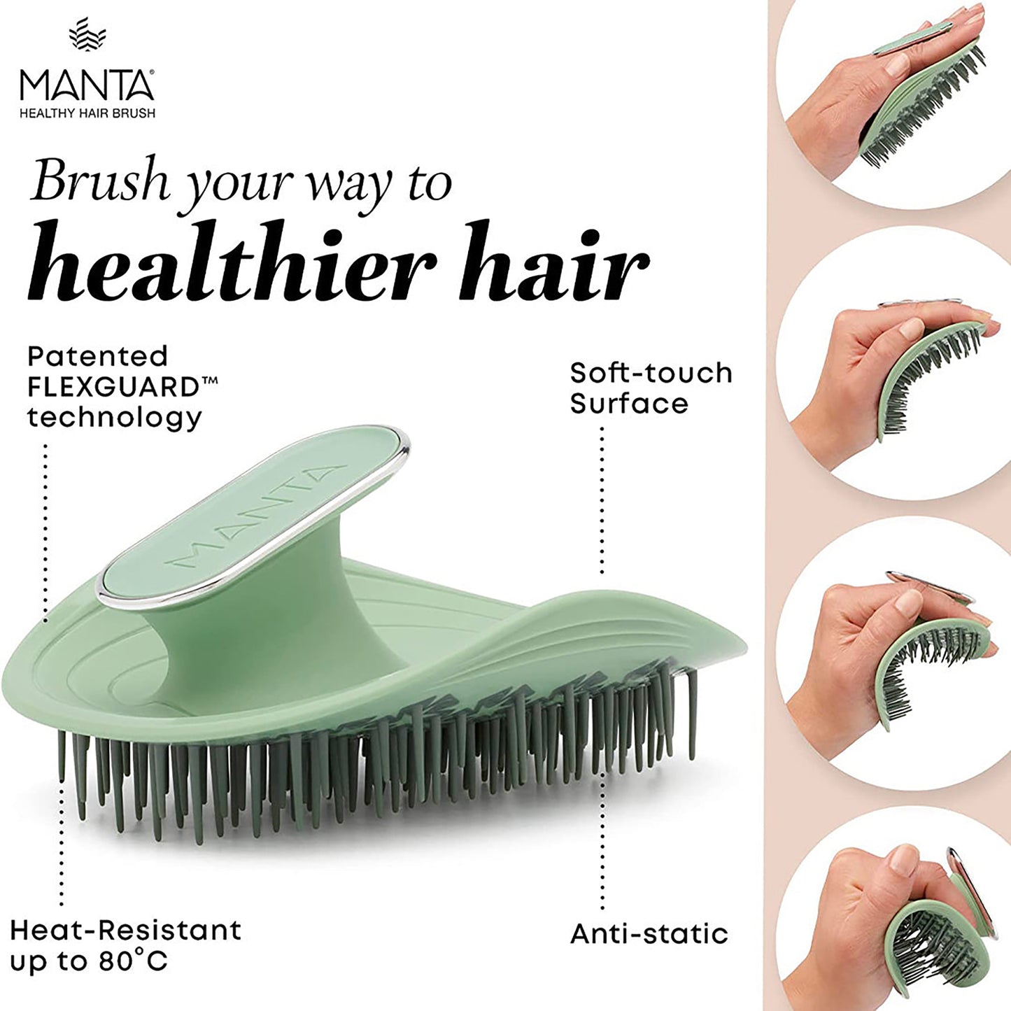 Manta Hair Brush Serene Green
