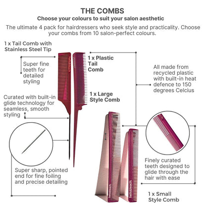 Hello Bleach Small Style Comb Burgundy