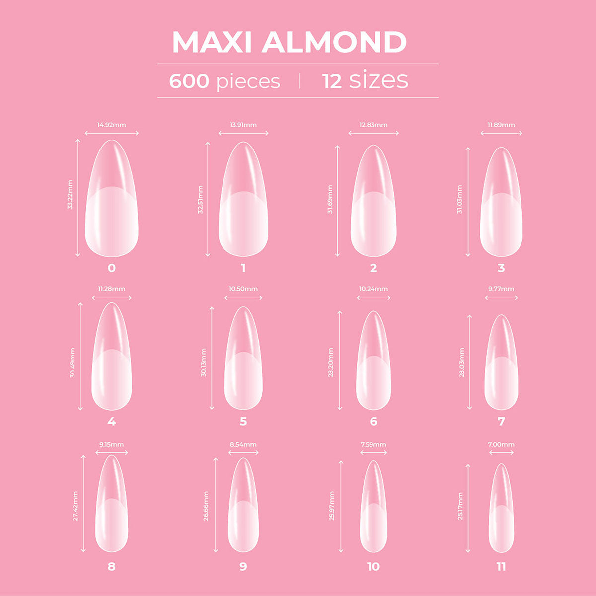 Glitterbels Dream Cover Full Tips Almond Maxi Box of 600