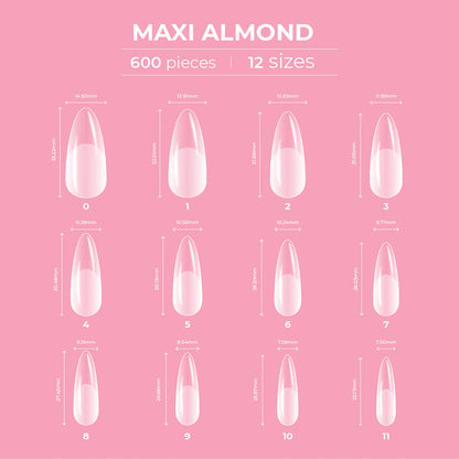 Glitterbels Dream Cover Full Tips Almond Maxi Box of 600