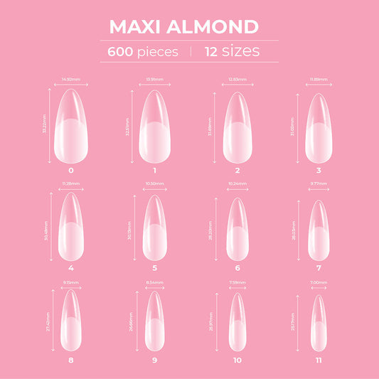 Glitterbels Dream Cover Full Tips Almond Maxi Box of 600