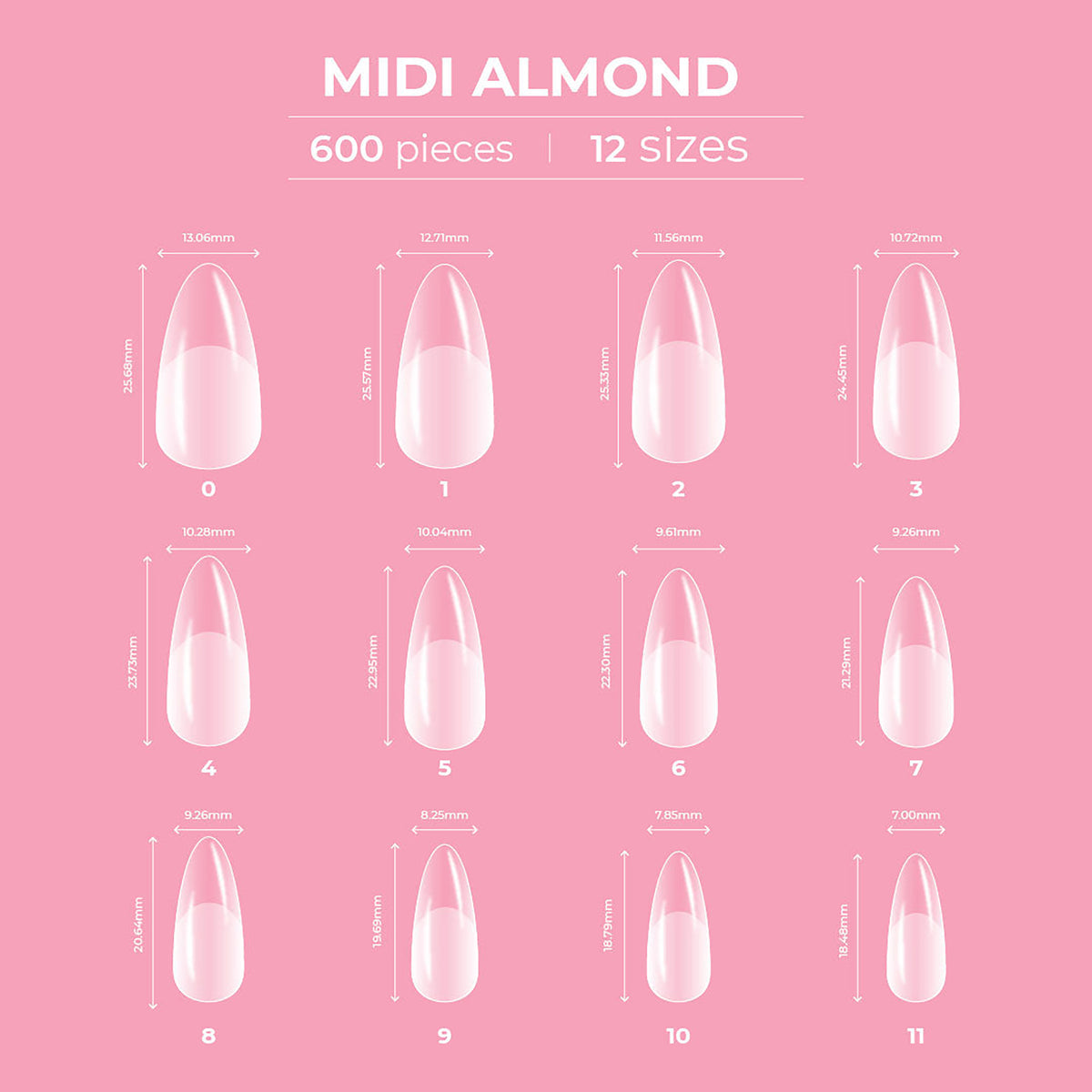 Glitterbels Dream Cover Full Tips Almond Midi Box of 600