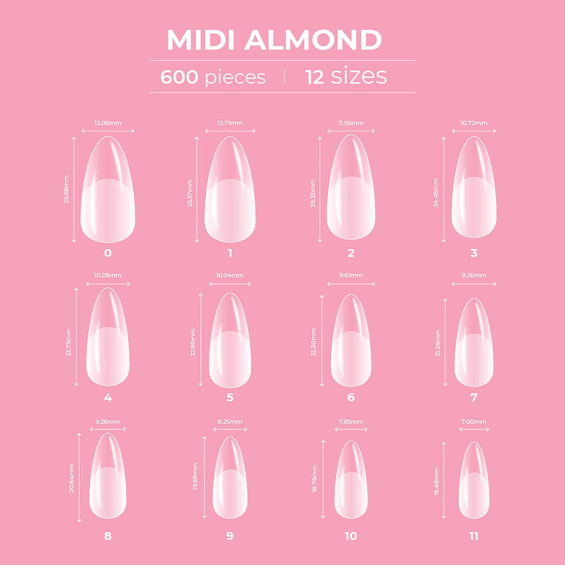 Glitterbels Dream Cover Full Tips Almond Midi Box of 600