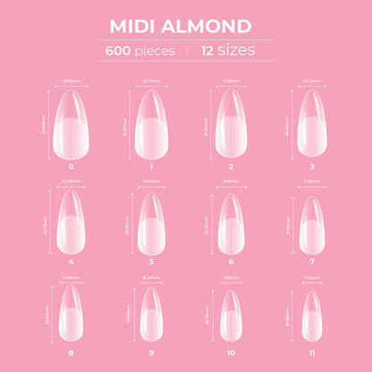 Glitterbels Dream Cover Full Tips Almond Midi Box of 600