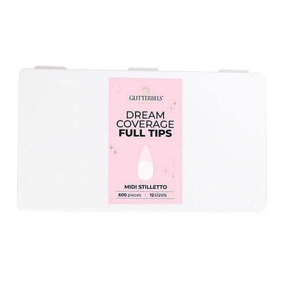 Glitterbels Dream Cover Full Tips Stiletto Midi Box of 600