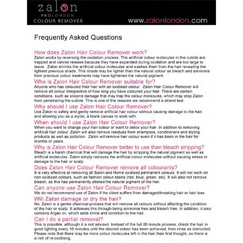 Zalon Pro London Colour Remover Single Application 3 x 50ml