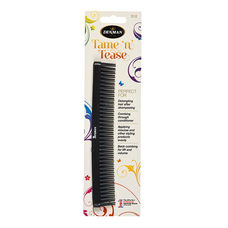 Denman D12 Tame 'N' Tease Three-Row Comb Black