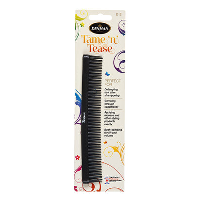 Denman D12 Tame 'N' Tease Three-Row Comb Black