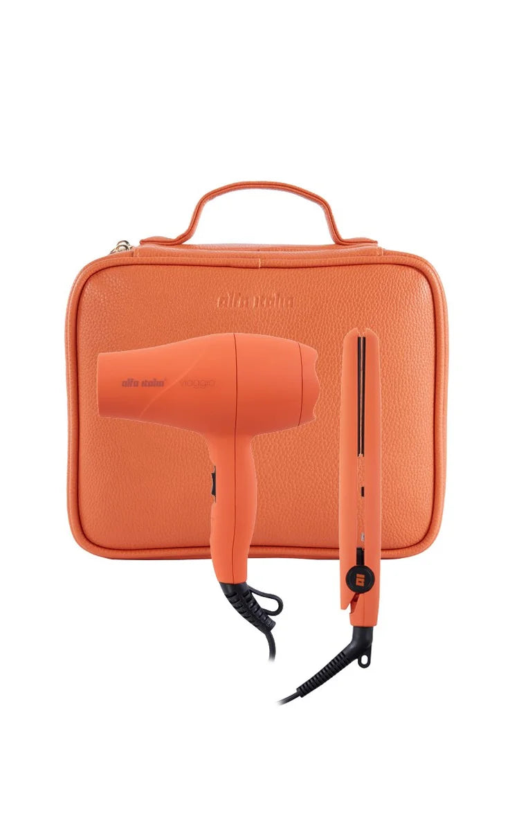 Alfa Italia Viaggio Hair Dryer & Straightener Travel Set - Arancione