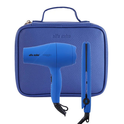 Alfa Italia Viaggio Hair Dryer & Straightener Travel Set -  Azzurro