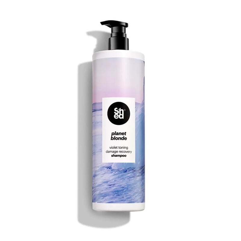 SHED Planet Blonde Violet Toning Damage Recovery Shampoo 1L for blonde grey and highlighted hair
