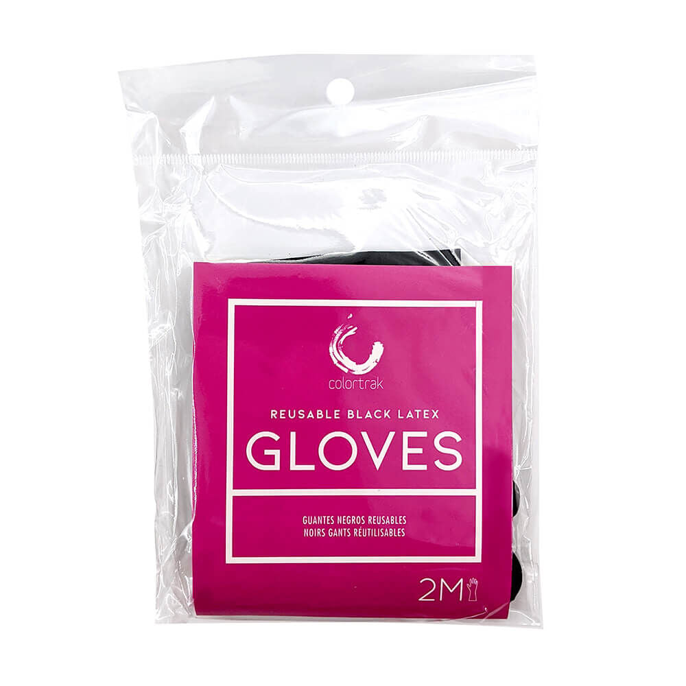 Colortrak Reusable Black Latex Gloves, Medium, 1 Pair,