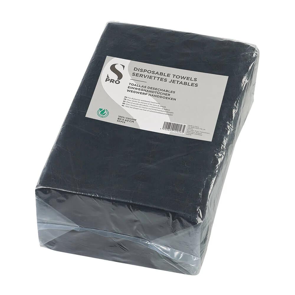 S-PRO Disposable Towels, Black, Pack of 50