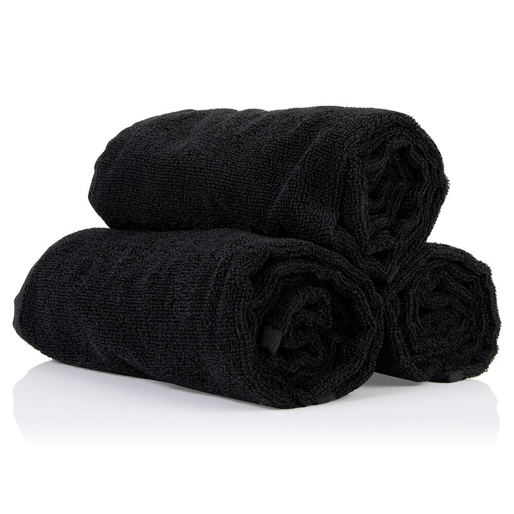 S-PRO Black Microfibre Towels, Pack of 6,